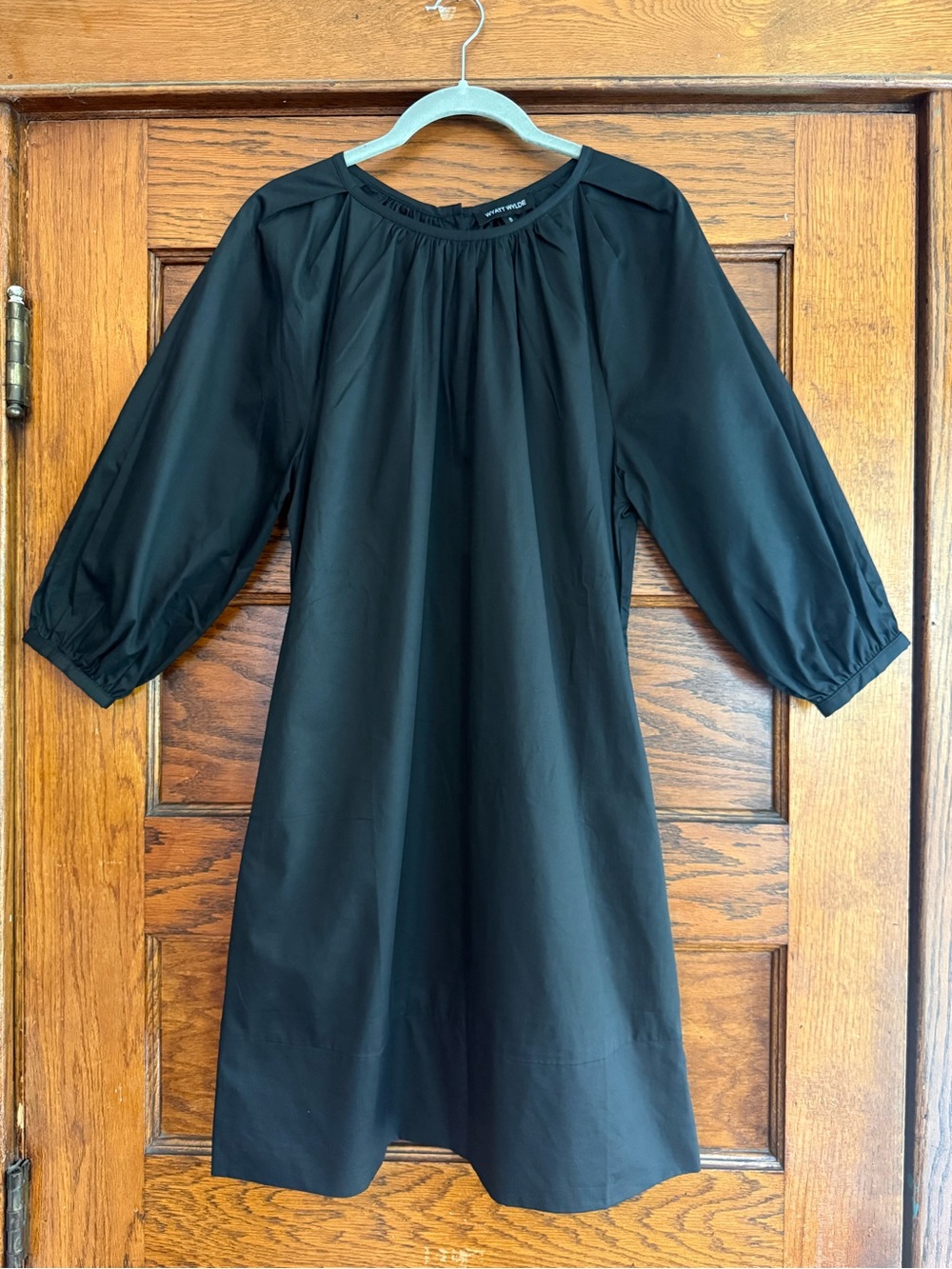 WYATT WYLDE 100% Cotton Black Puff Sleeve A Line Dress Prairie Whimsigoth 8